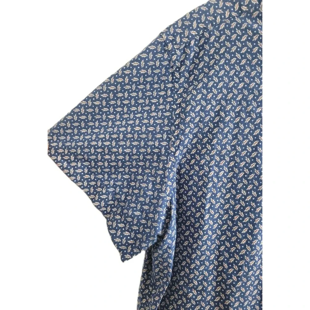 J.Crew Secret Wash Shirt XL Blue Print Organic Cotton Short Sleeve Button Up - Picture 5 of 7